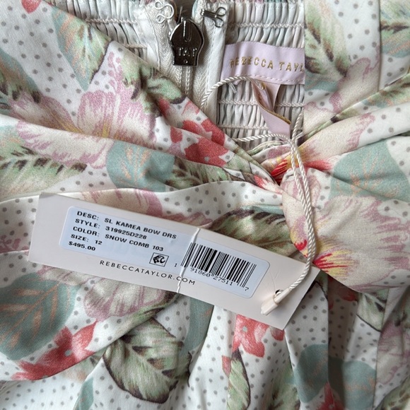 NEW Rebecca Taylor Kamea Fluer Bow Midi Dress in Snow Combo. 12 - Picture 10 of 13